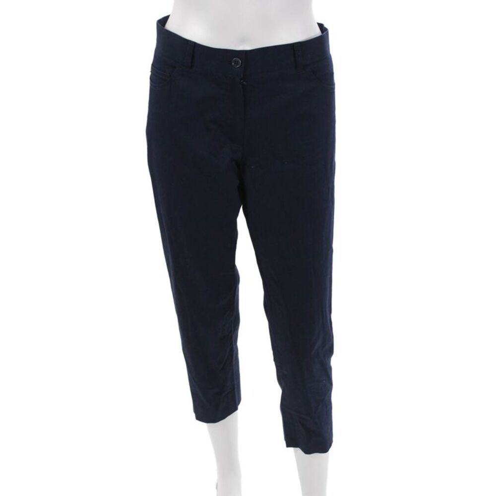 Metradamo Women Designer Dark Blue Cropped Ankle Pants Cotton Elastane Size 46